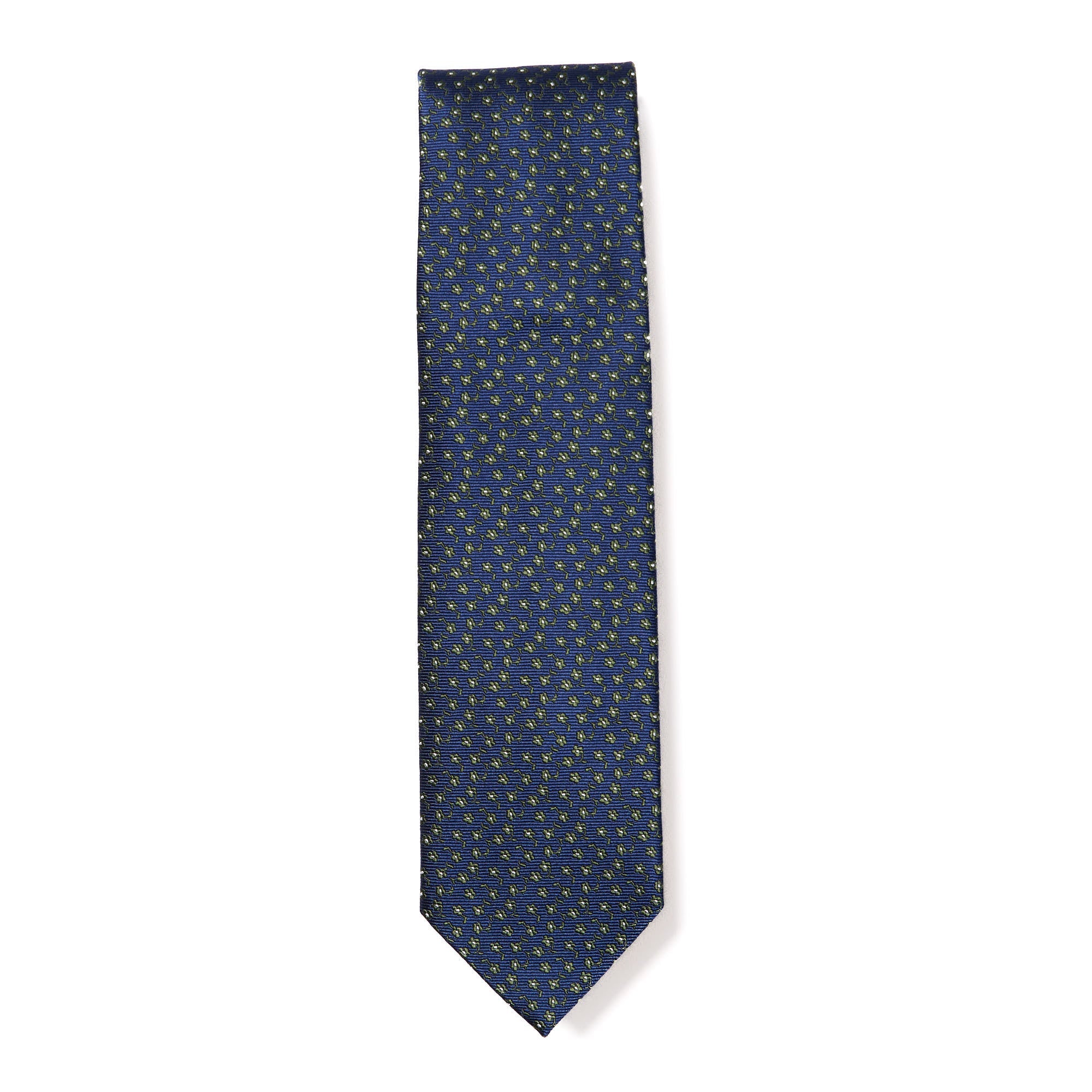 HENRY SARTORIAL X CANTINI Floral Silk Tie NAVY/OLIVE - Henry BucksTies68AW240072 - NAVYOLIVE