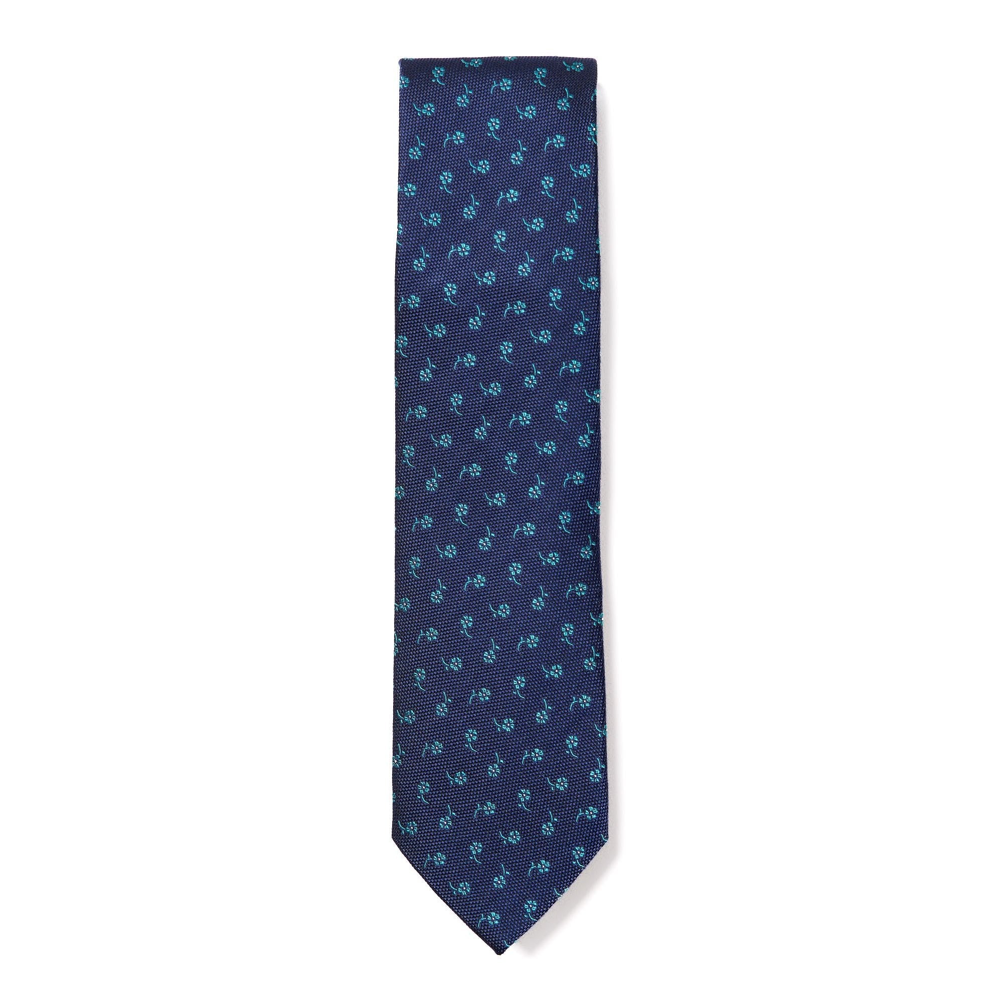 HENRY SARTORIAL X CANTINI Floral Tie BLUE/TEAL - Henry BucksTies68AW240070 - BLUTEAL