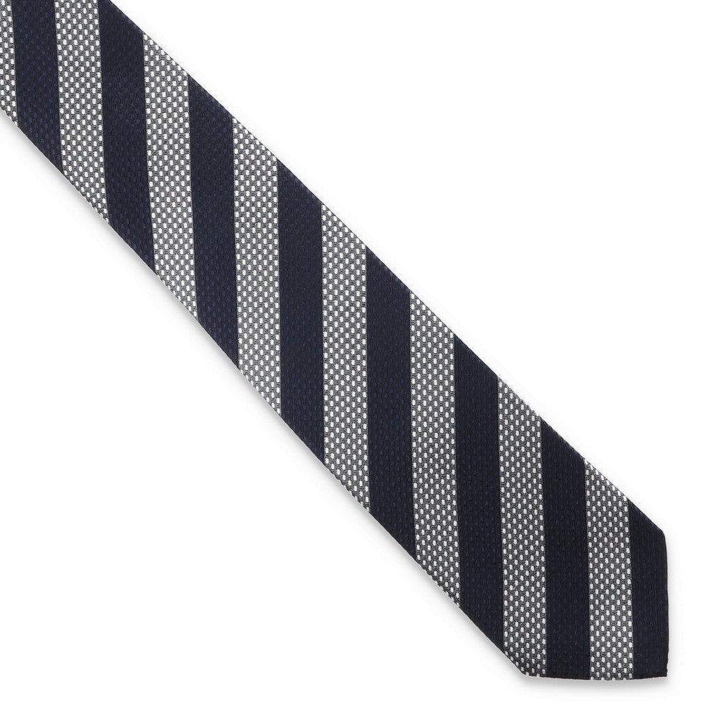 HENRY SARTORIAL X CANTINI Plain Silk Tie NAVY/WHITE - Henry Bucks