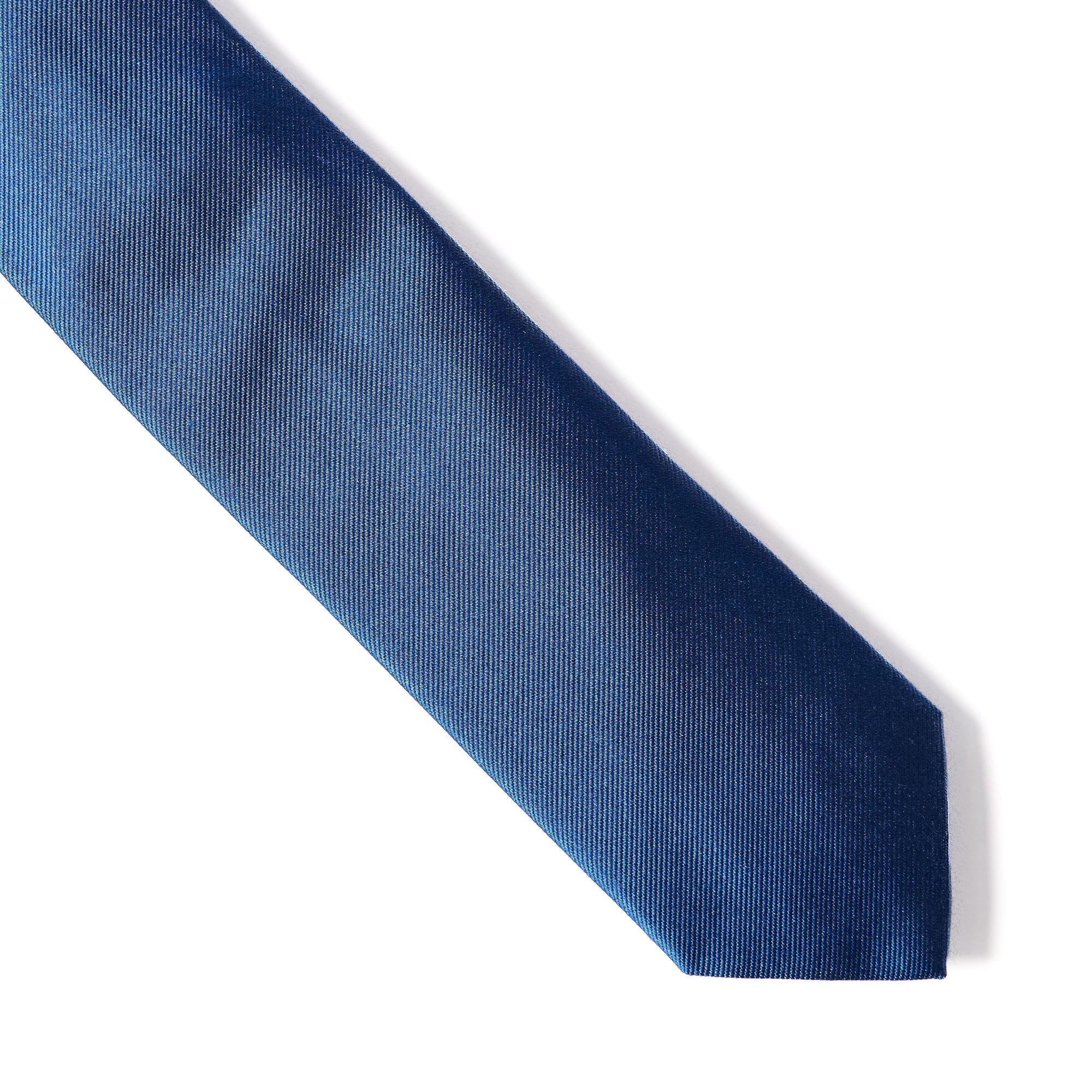 HENRY SARTORIAL X CANTINI Plain Woven Tie BLUE - Henry BucksTies68AW240083 - BLUE