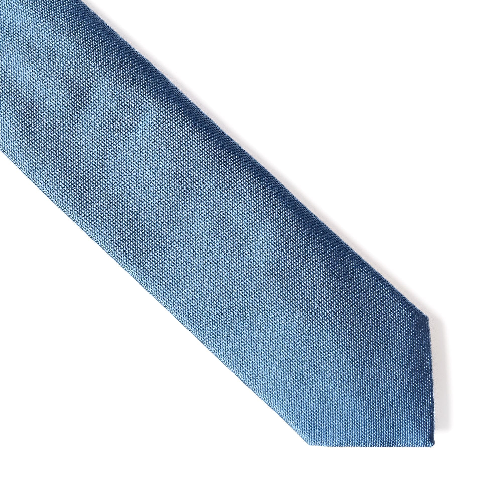 HENRY SARTORIAL X CANTINI Plain Woven Tie SKY BLUE - Henry BucksTies68AW240083 - SKYBLUE