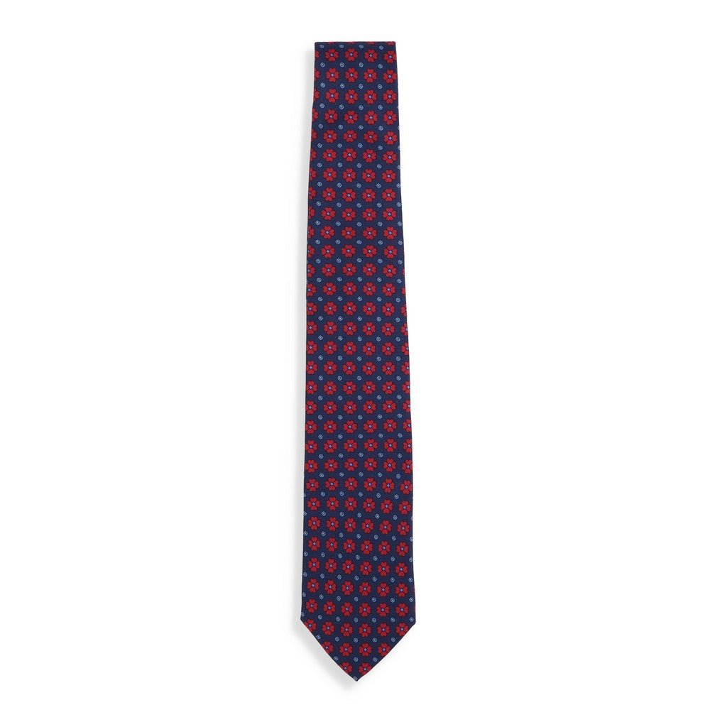 HENRY SARTORIAL X CANTINI Printed Flower Tie NAVY - Henry Bucks