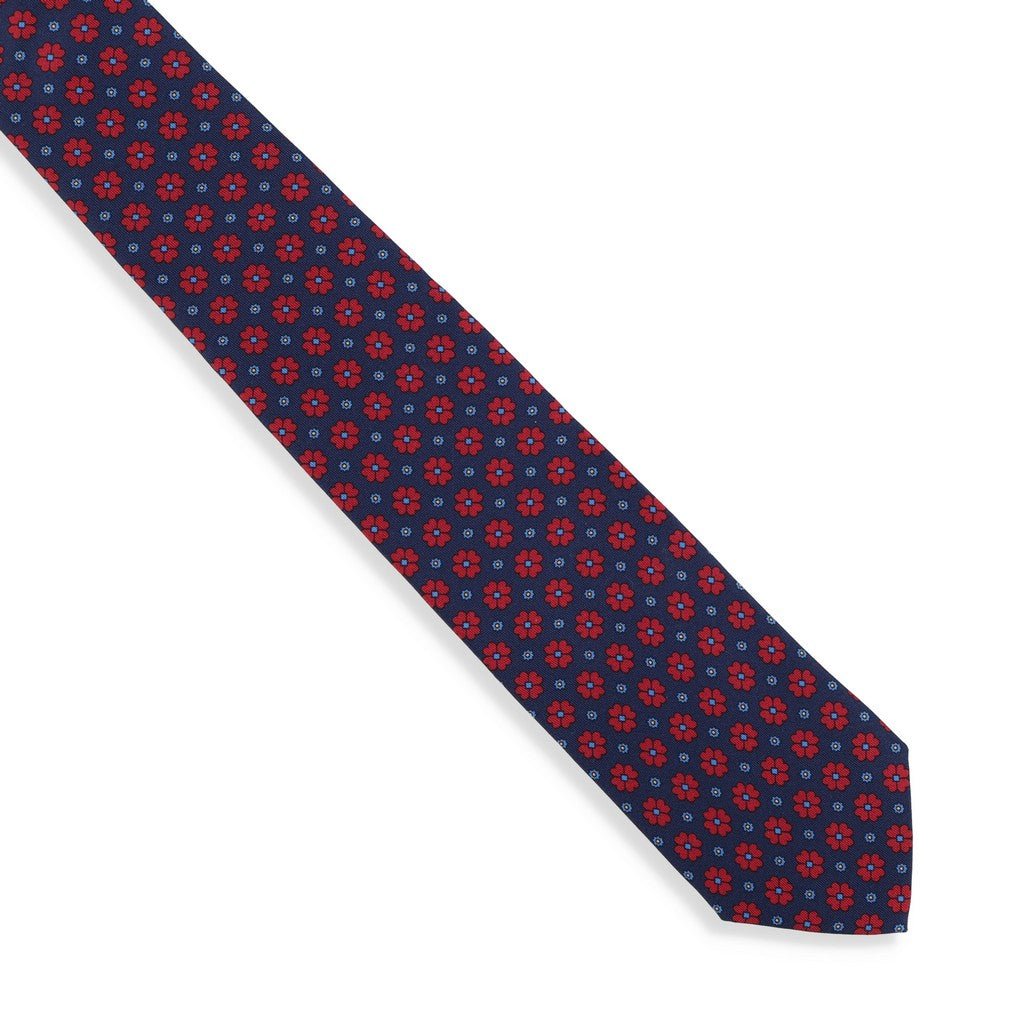 HENRY SARTORIAL X CANTINI Printed Flower Tie NAVY - Henry Bucks