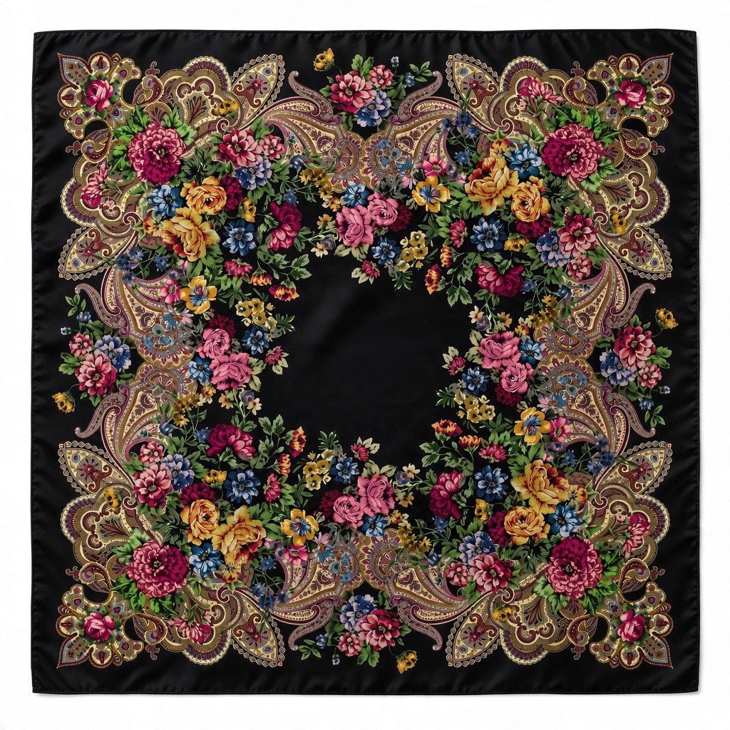 HENRY SARTORIAL X CANTINI Printed Silk Scarf BLACK - Henry Bucks
