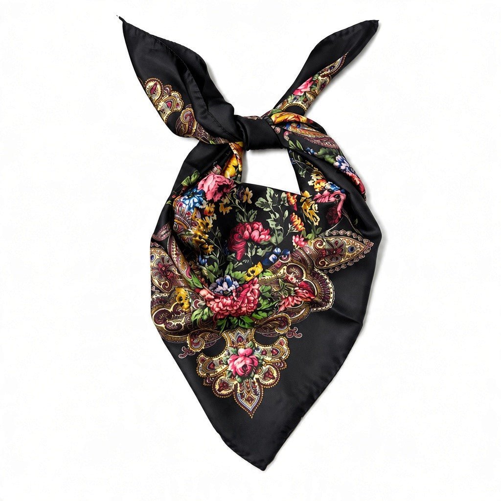 HENRY SARTORIAL X CANTINI Printed Silk Scarf BLACK - Henry Bucks