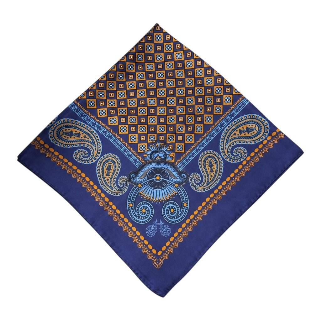 HENRY SARTORIAL X CANTINI Printed Silk Scarf NAVY - Henry Bucks