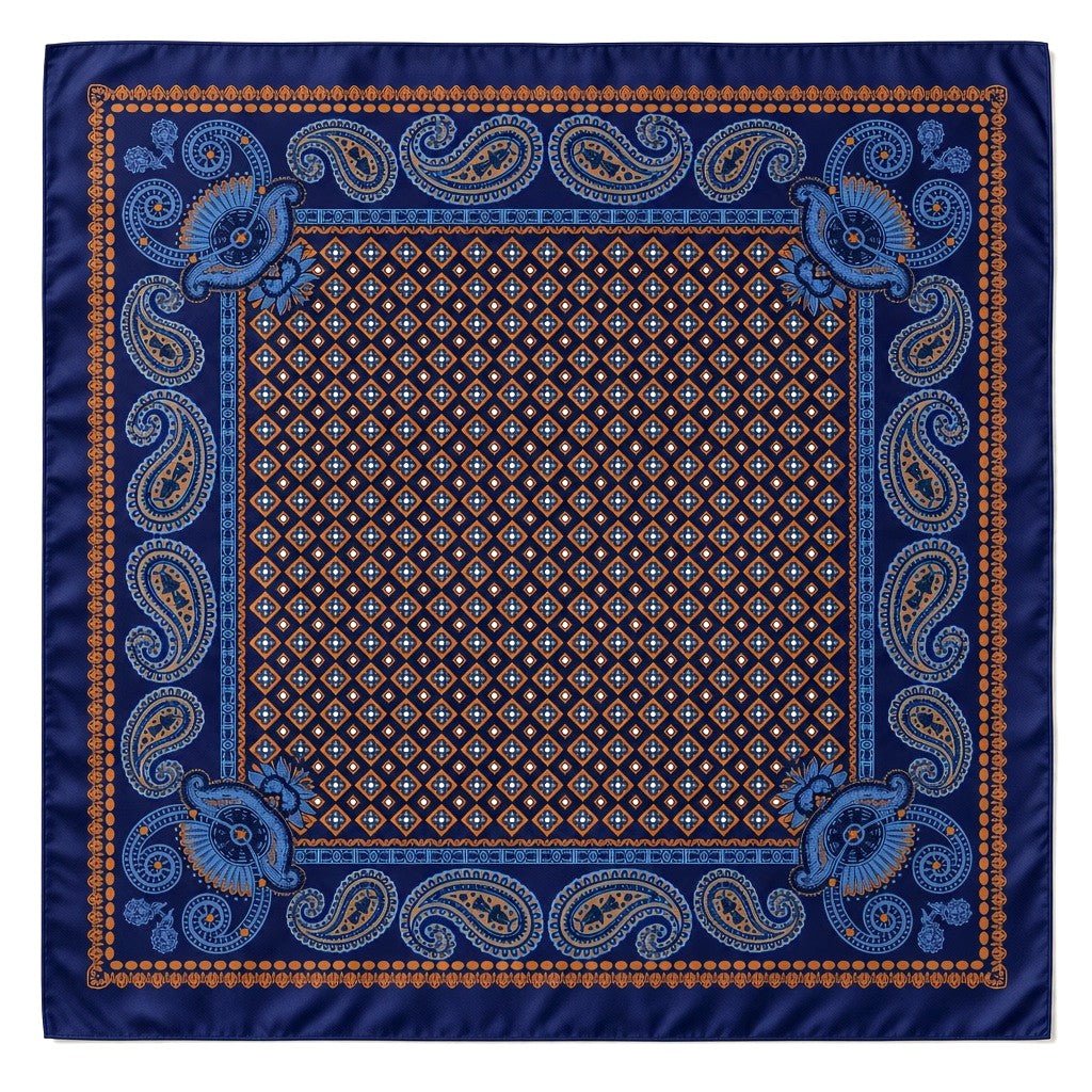 HENRY SARTORIAL X CANTINI Printed Silk Scarf NAVY - Henry Bucks