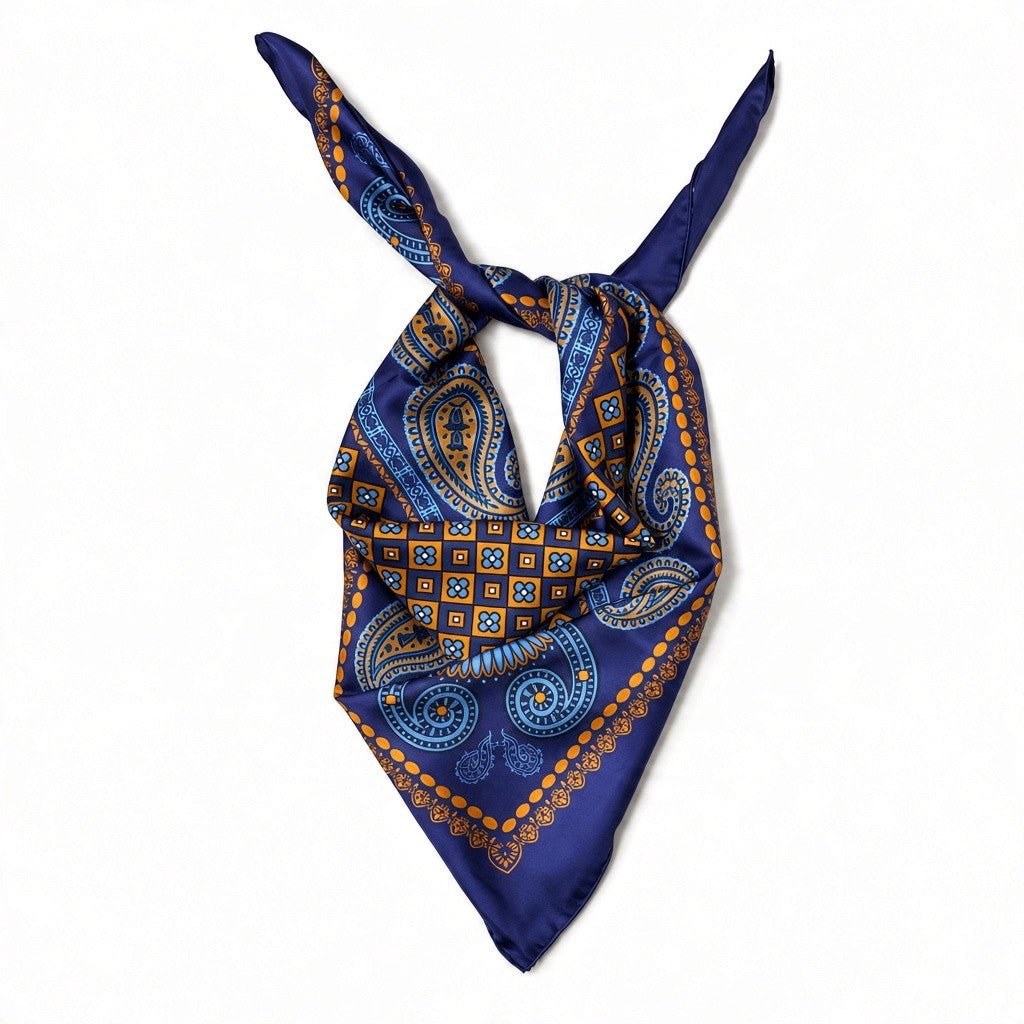 HENRY SARTORIAL X CANTINI Printed Silk Scarf NAVY - Henry Bucks