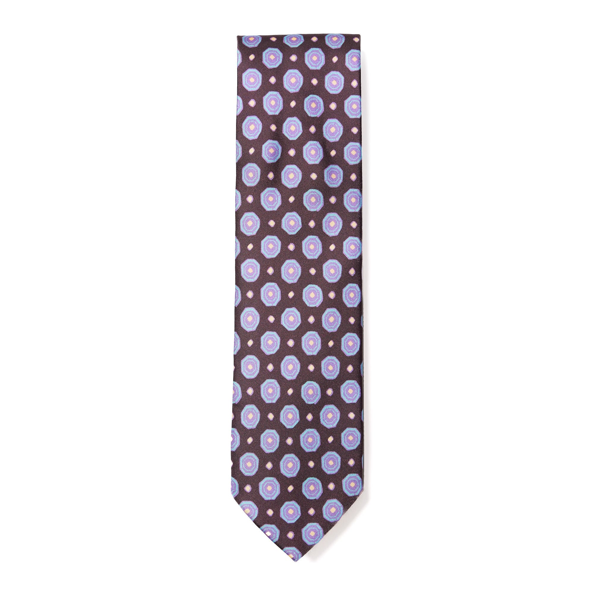 HENRY SARTORIAL X CANTINI Printed Silk Tie BROWN/BLUE - Henry BucksTies68AW240085 - BRNBLU