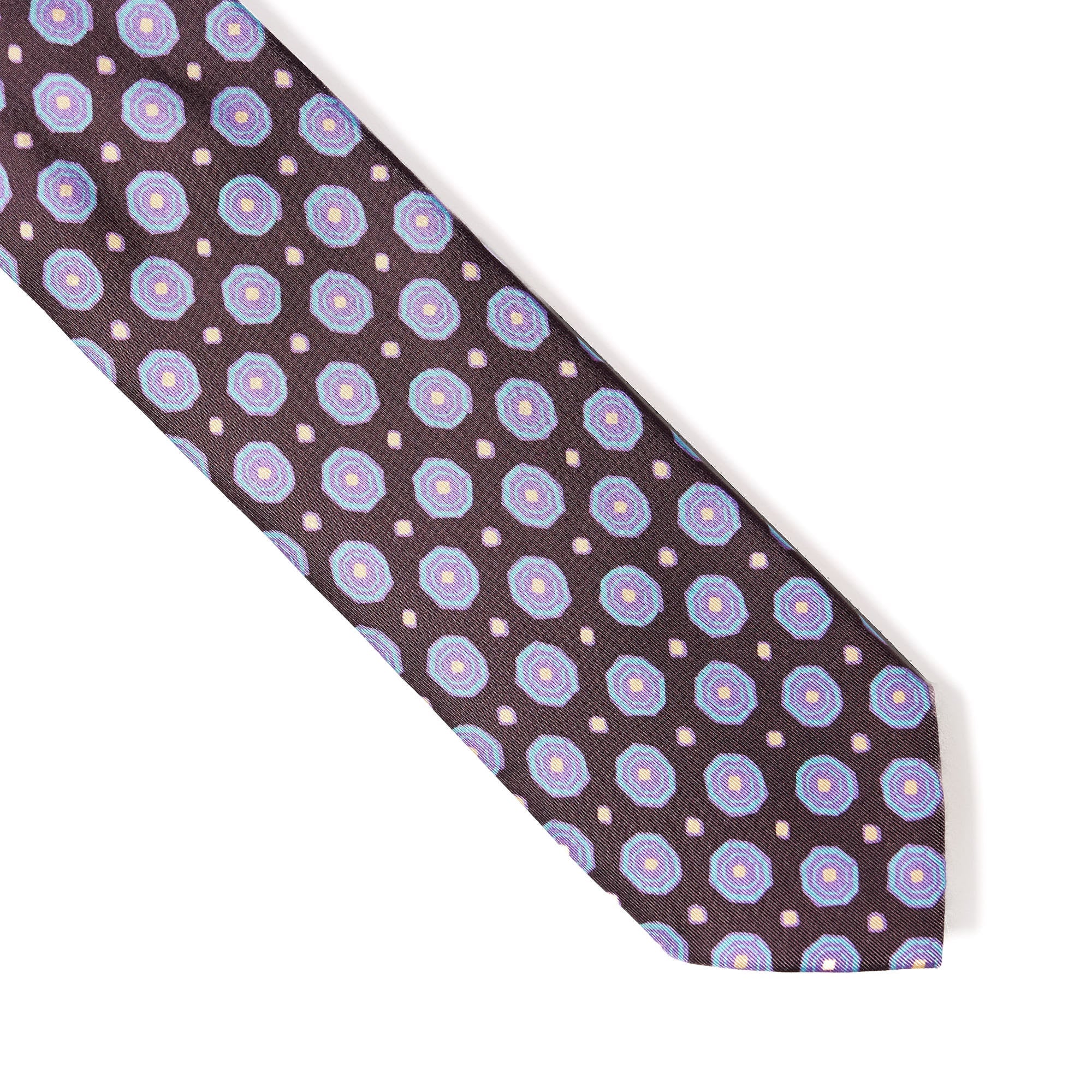 HENRY SARTORIAL X CANTINI Printed Silk Tie BROWN/BLUE - Henry BucksTies68AW240085 - BRNBLU