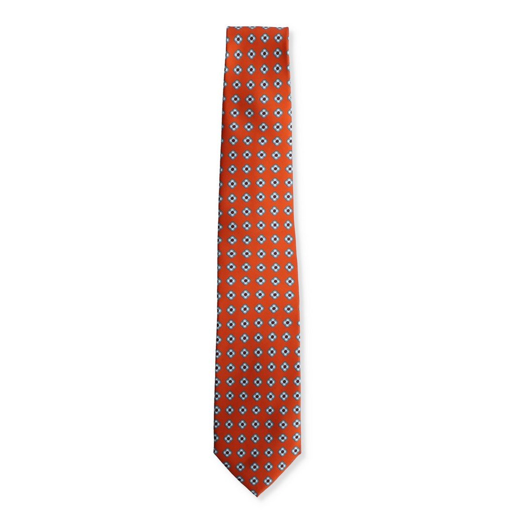 HENRY SARTORIAL X CANTINI Printed Silk Tie ORANGE - Henry Bucks