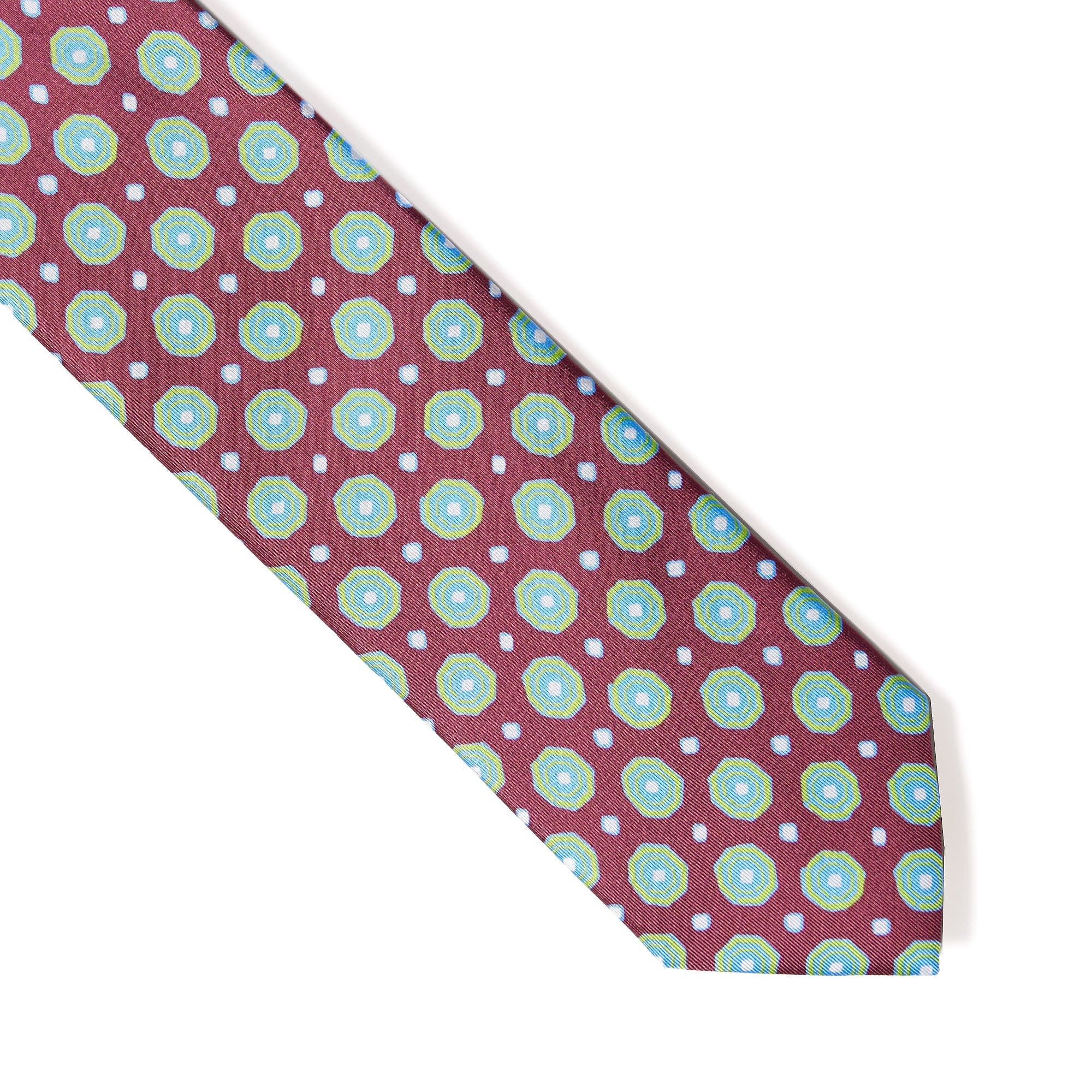 HENRY SARTORIAL X CANTINI Printed Silk Tie PLUM/LIGHT TEAL - Henry BucksTies68AW240085 - PLUMLTEAL