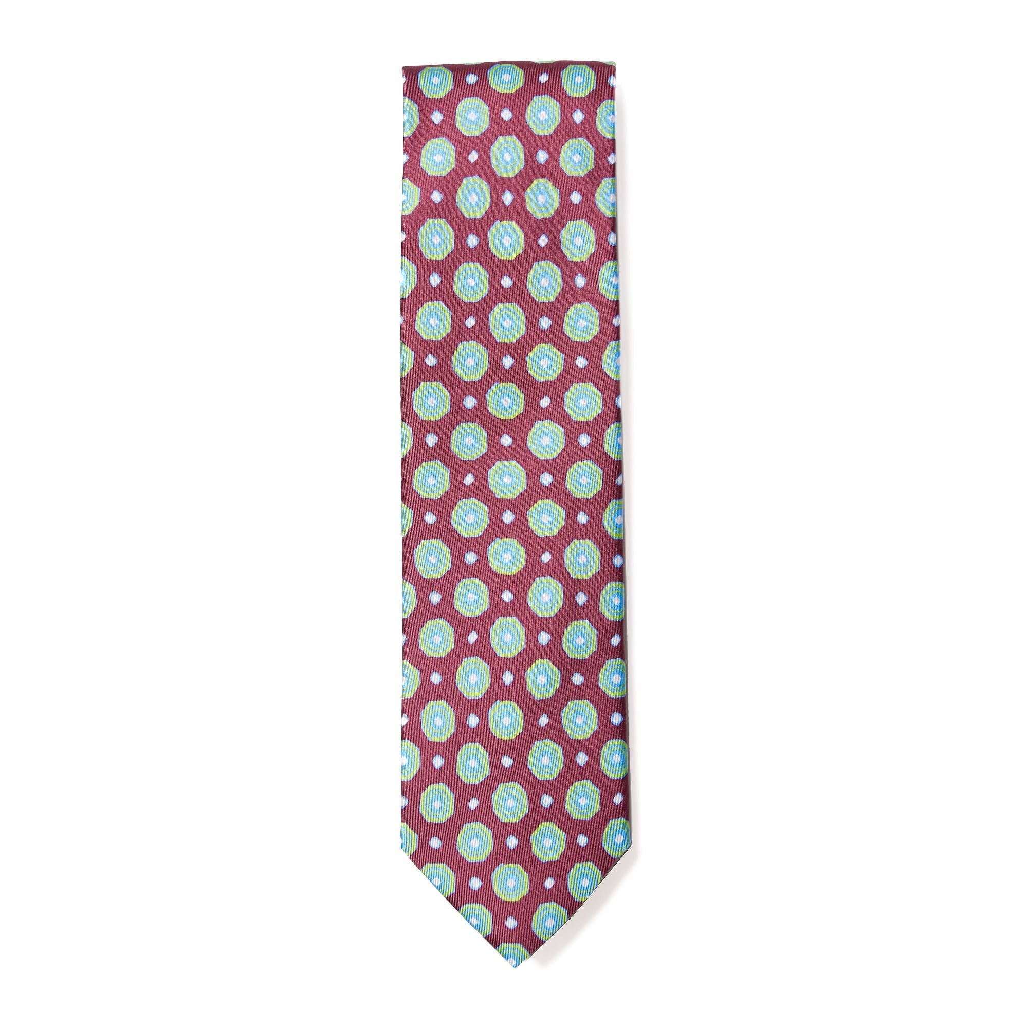 HENRY SARTORIAL X CANTINI Printed Silk Tie PLUM/LIGHT TEAL - Henry BucksTies68AW240085 - PLUMLTEAL