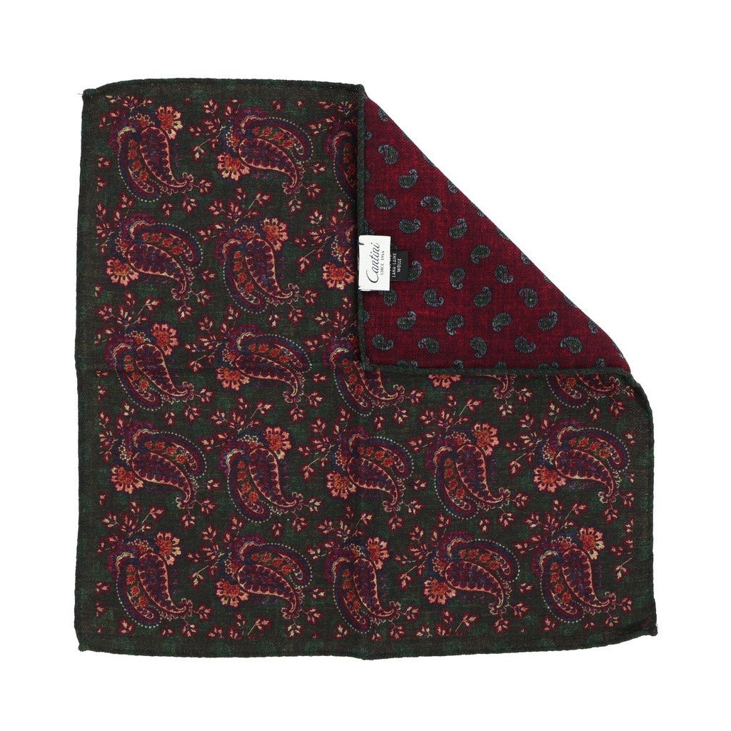 HENRY SARTORIAL X CANTINI Reversible Printed Pocket Square DARK GREEN - Henry Bucks