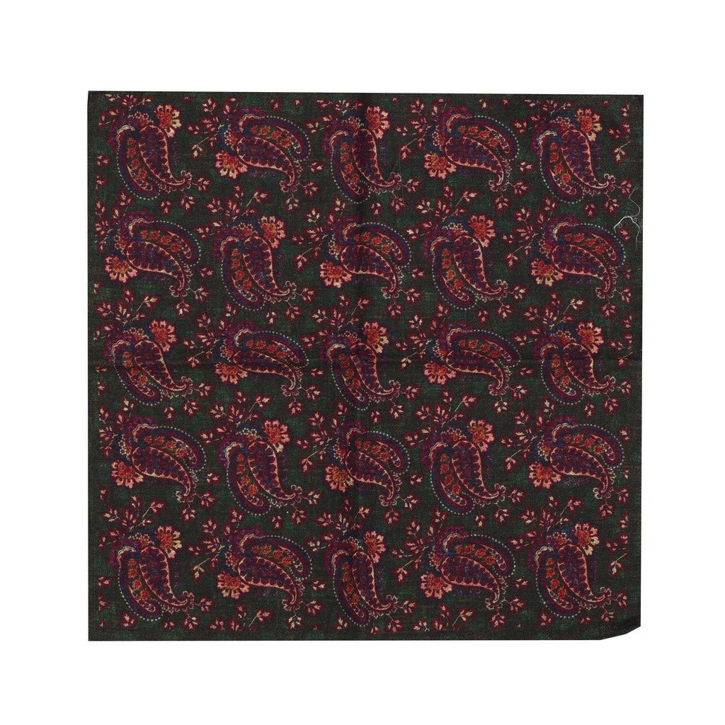 HENRY SARTORIAL X CANTINI Reversible Printed Pocket Square DARK GREEN - Henry Bucks