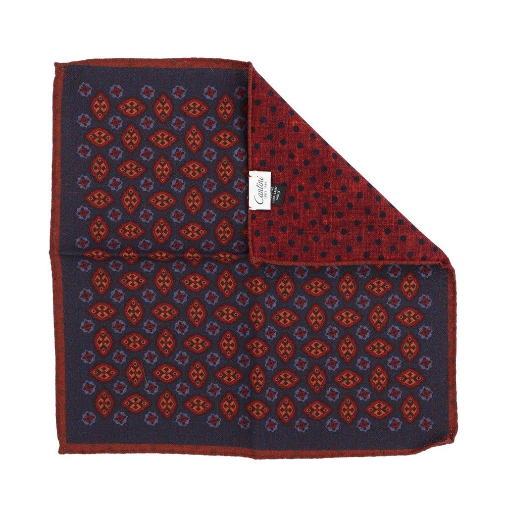 HENRY SARTORIAL X CANTINI Reversible Printed Pocket Square NAVY - Henry Bucks