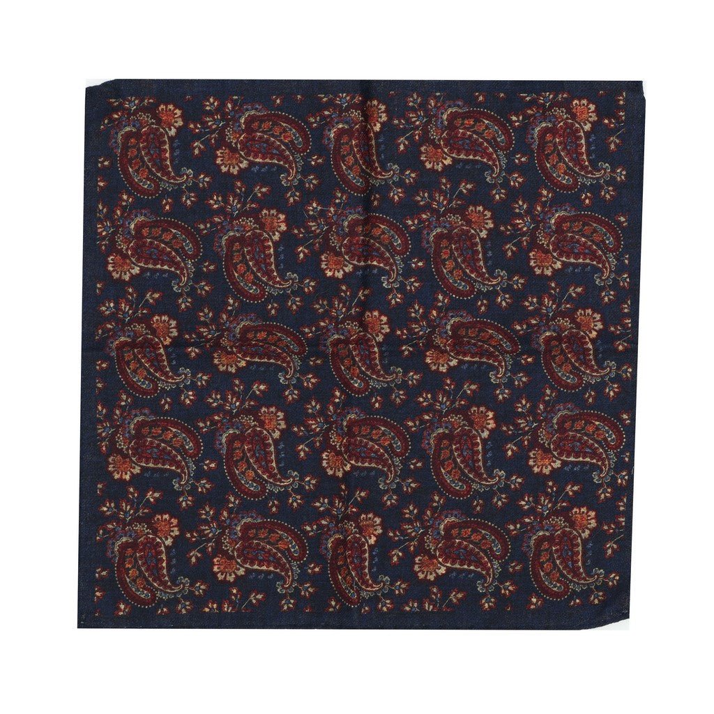 HENRY SARTORIAL X CANTINI Reversible Printed Pocket Square NAVY - Henry Bucks