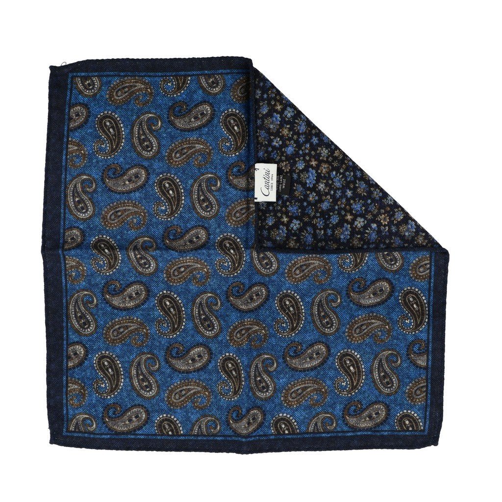 HENRY SARTORIAL X CANTINI Reversible Printed Pocket Square ROYAL BLUE - Henry Bucks