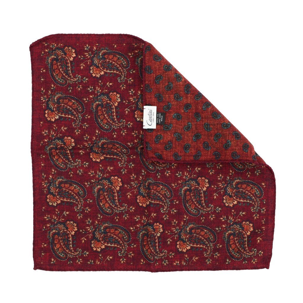 HENRY SARTORIAL X CANTINI Reversible Printed Pocket Square WINE - Henry Bucks