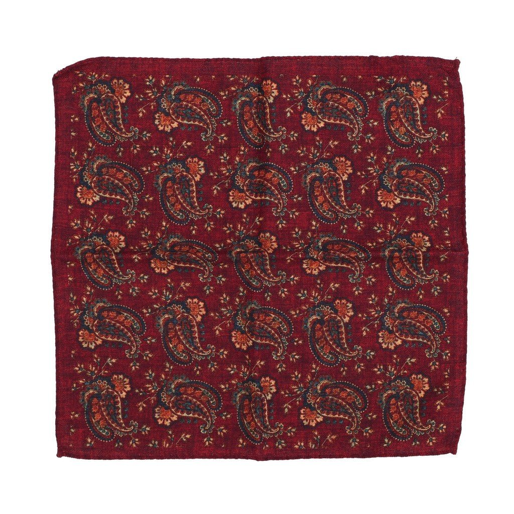 HENRY SARTORIAL X CANTINI Reversible Printed Pocket Square WINE - Henry Bucks