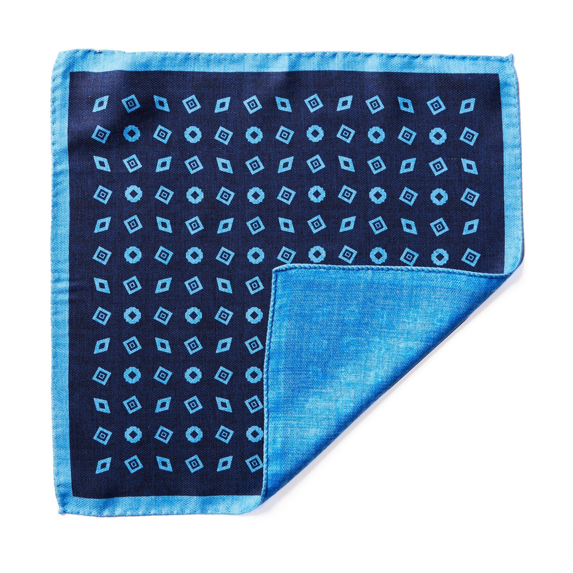 HENRY SARTORIAL X CANTINI Silk Pocket Square BLUE/NAVY - Henry BucksPocket Squares68AW240092 - BLUNVY