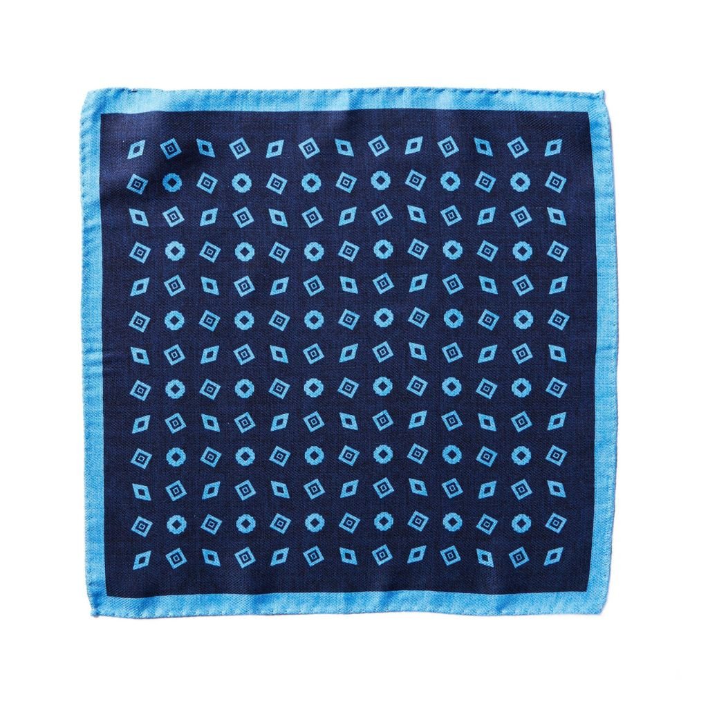 HENRY SARTORIAL X CANTINI Silk Pocket Square BLUE/NAVY - Henry Bucks