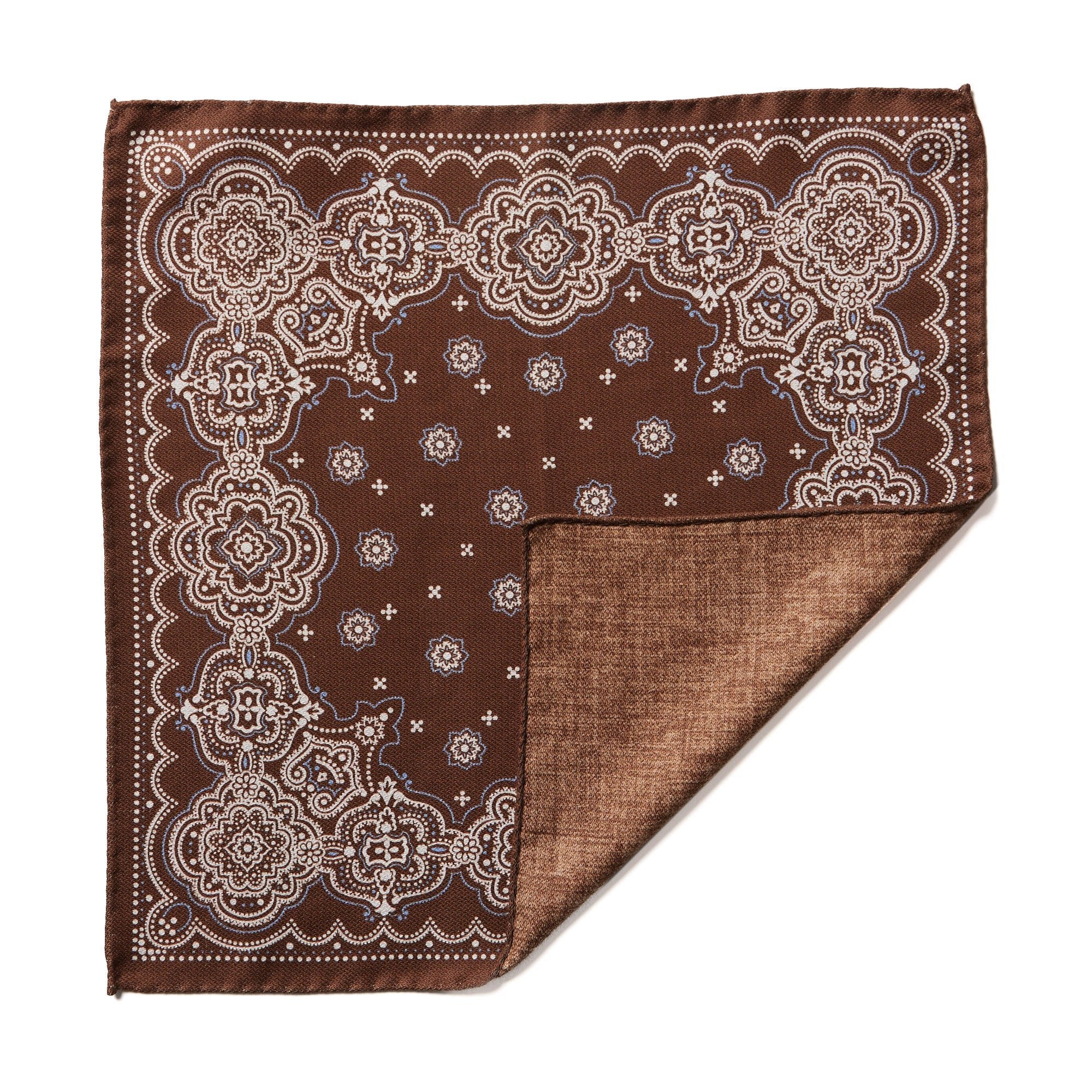 HENRY SARTORIAL X CANTINI Silk Pocket Square BROWN - Henry BucksPocket Squares68AW240091 - BRWN