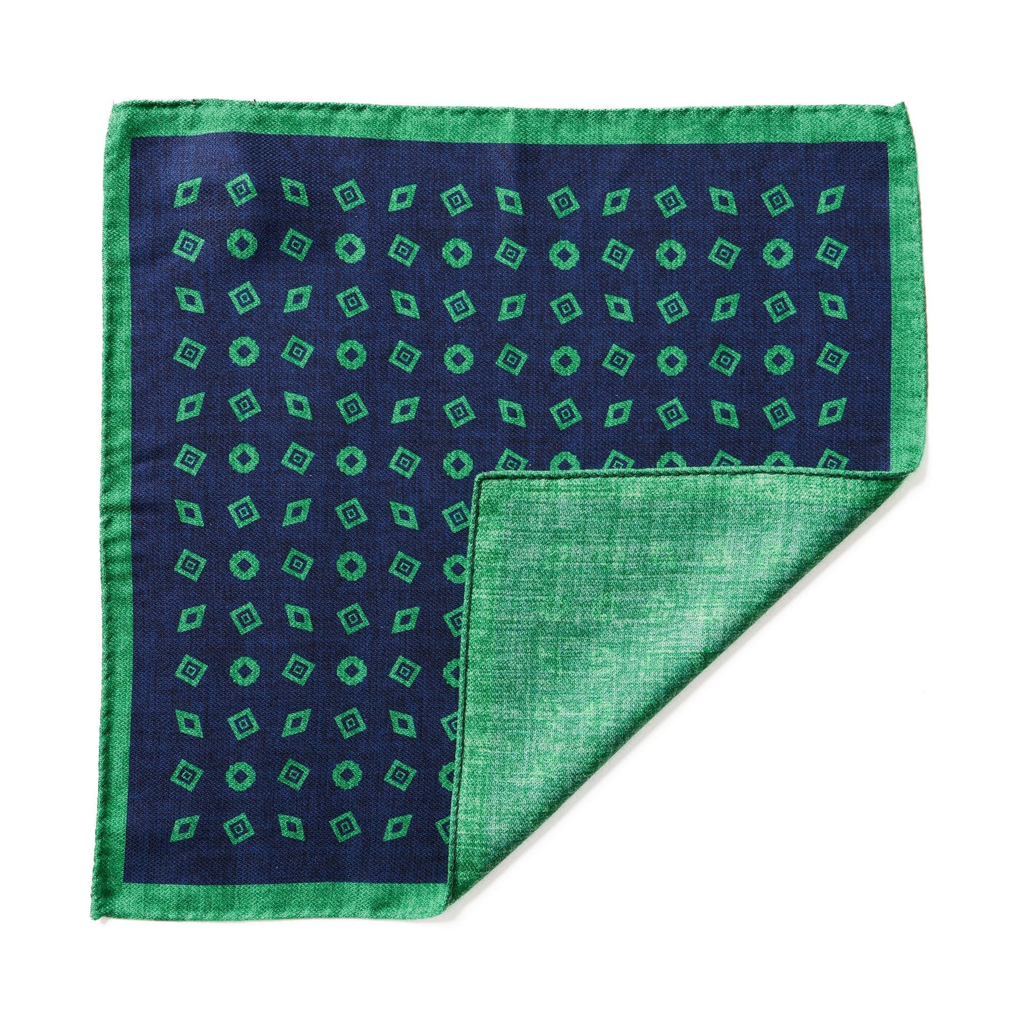 HENRY SARTORIAL X CANTINI Silk Pocket Square NAVY/GREEN - Henry BucksPocket Squares68AW240092 - NVYGRN