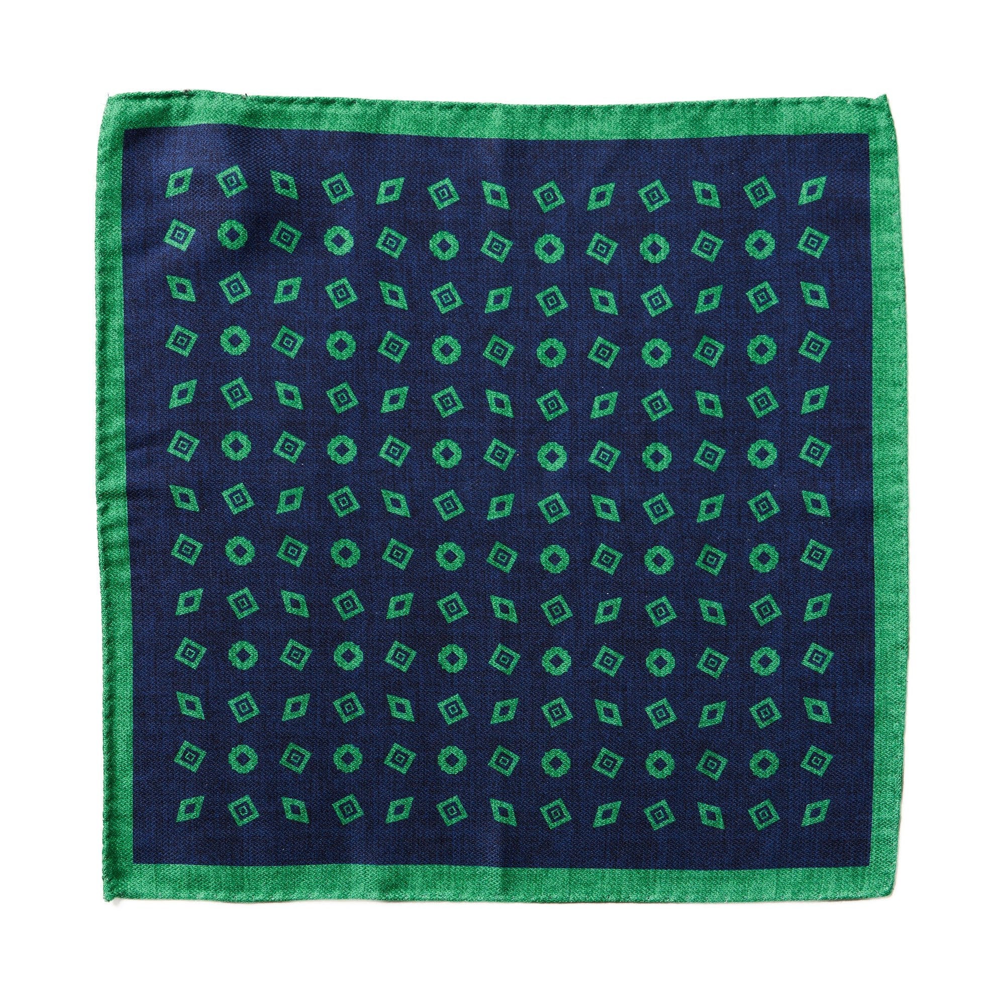 HENRY SARTORIAL X CANTINI Silk Pocket Square NAVY/GREEN - Henry BucksPocket Squares68AW240092 - NVYGRN