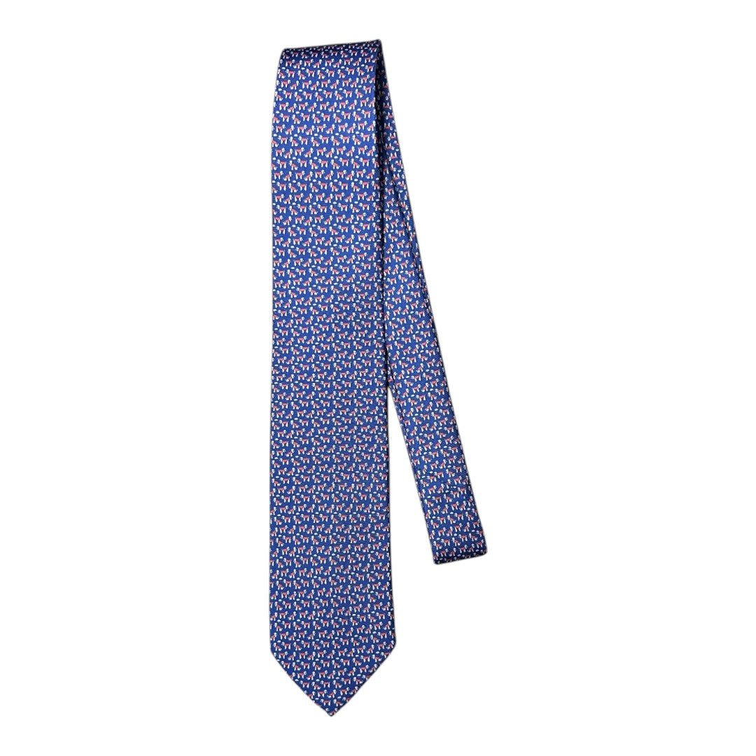 HENRY SARTORIAL X CANTINI Silk Printed Tie BLUE/RED - Henry Bucks