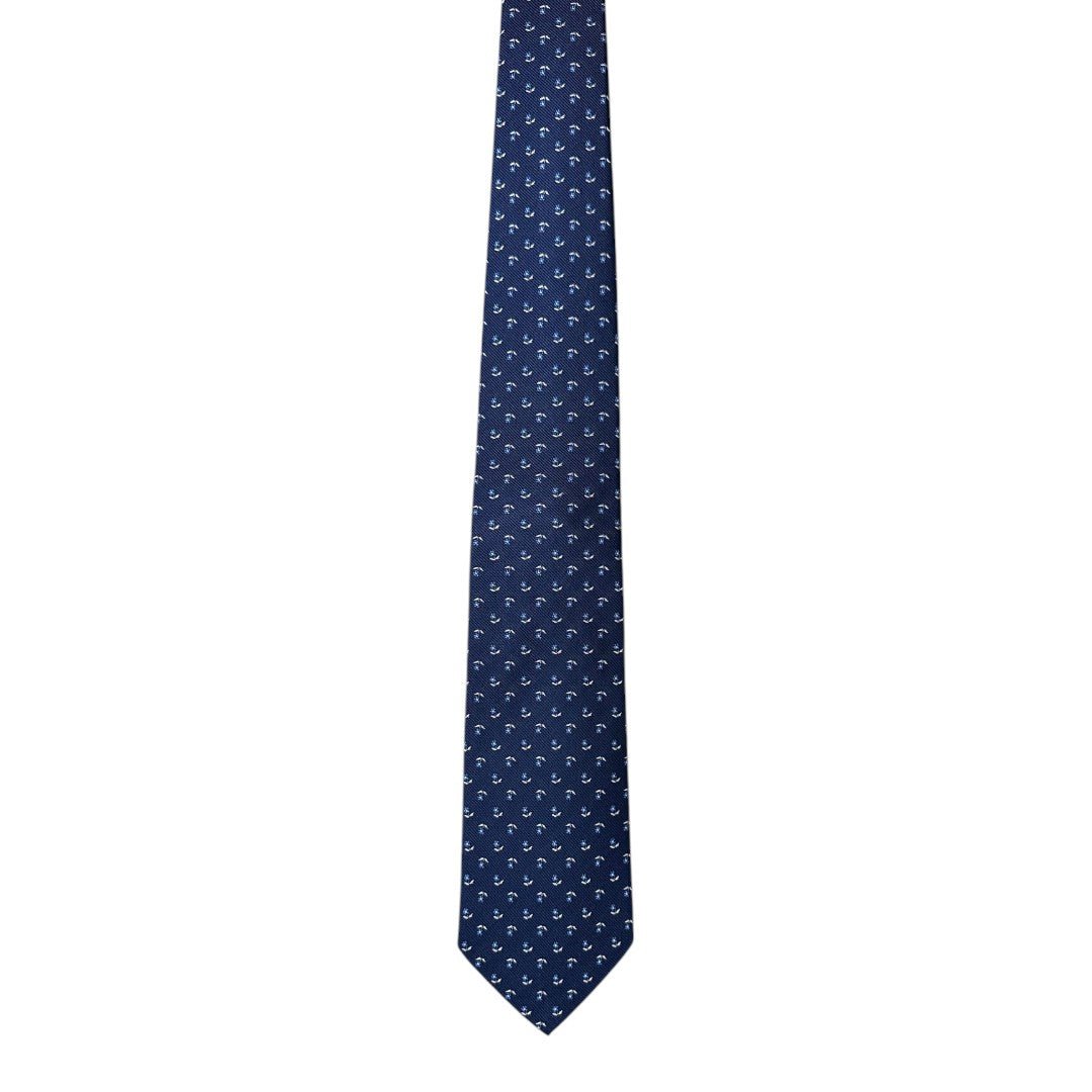 HENRY SARTORIAL X CANTINI Silk Woven Tie NAVY/BLUE - Henry Bucks