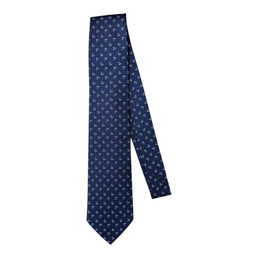 HENRY SARTORIAL X CANTINI Silk Woven Tie NAVY/BLUE - Henry Bucks