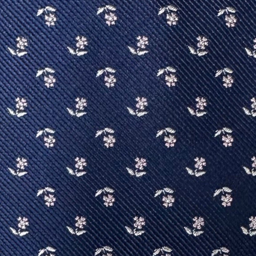 HENRY SARTORIAL X CANTINI Silk Woven Tie NAVY/PINK - Henry Bucks