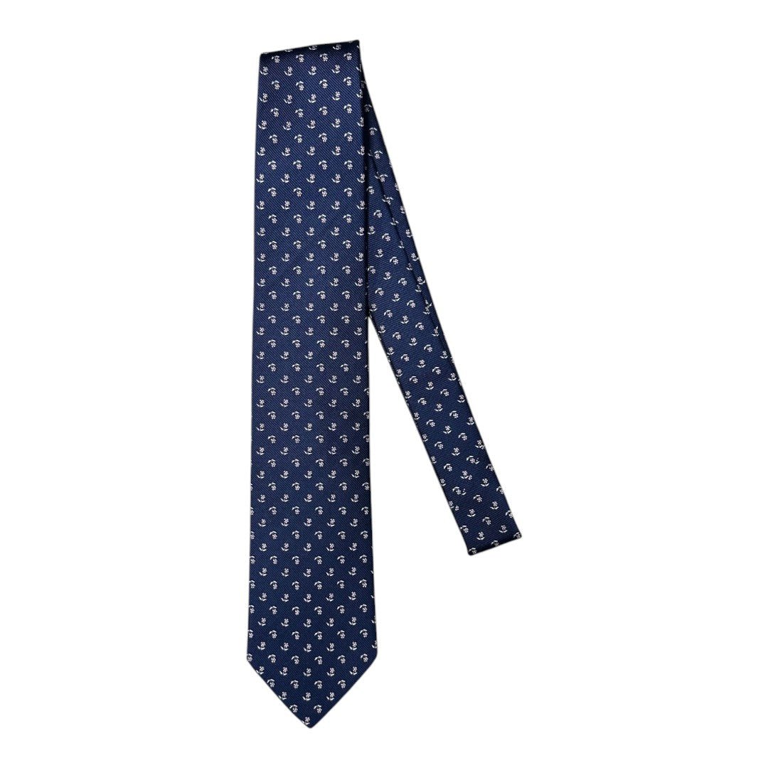 HENRY SARTORIAL X CANTINI Silk Woven Tie NAVY/PINK - Henry Bucks