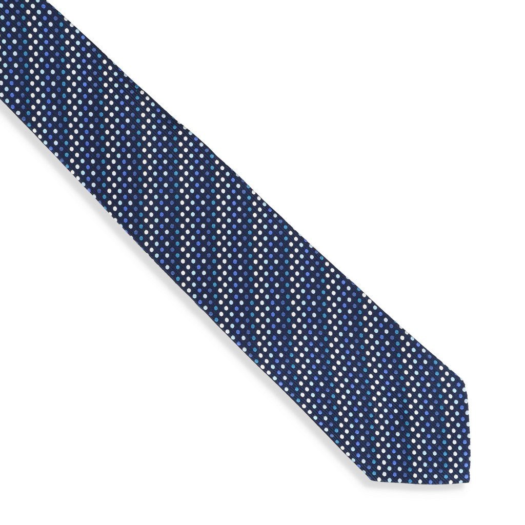 HENRY SARTORIAL X CANTINI Woven Multi Dot Tie BLUE - Henry Bucks