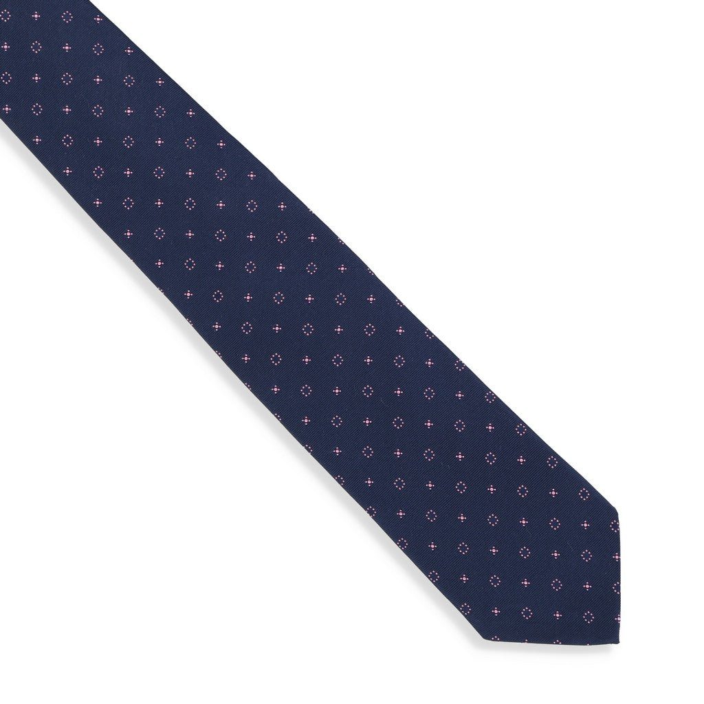 HENRY SARTORIAL X CANTINI Woven Print Tie PINK/NAVY - Henry Bucks