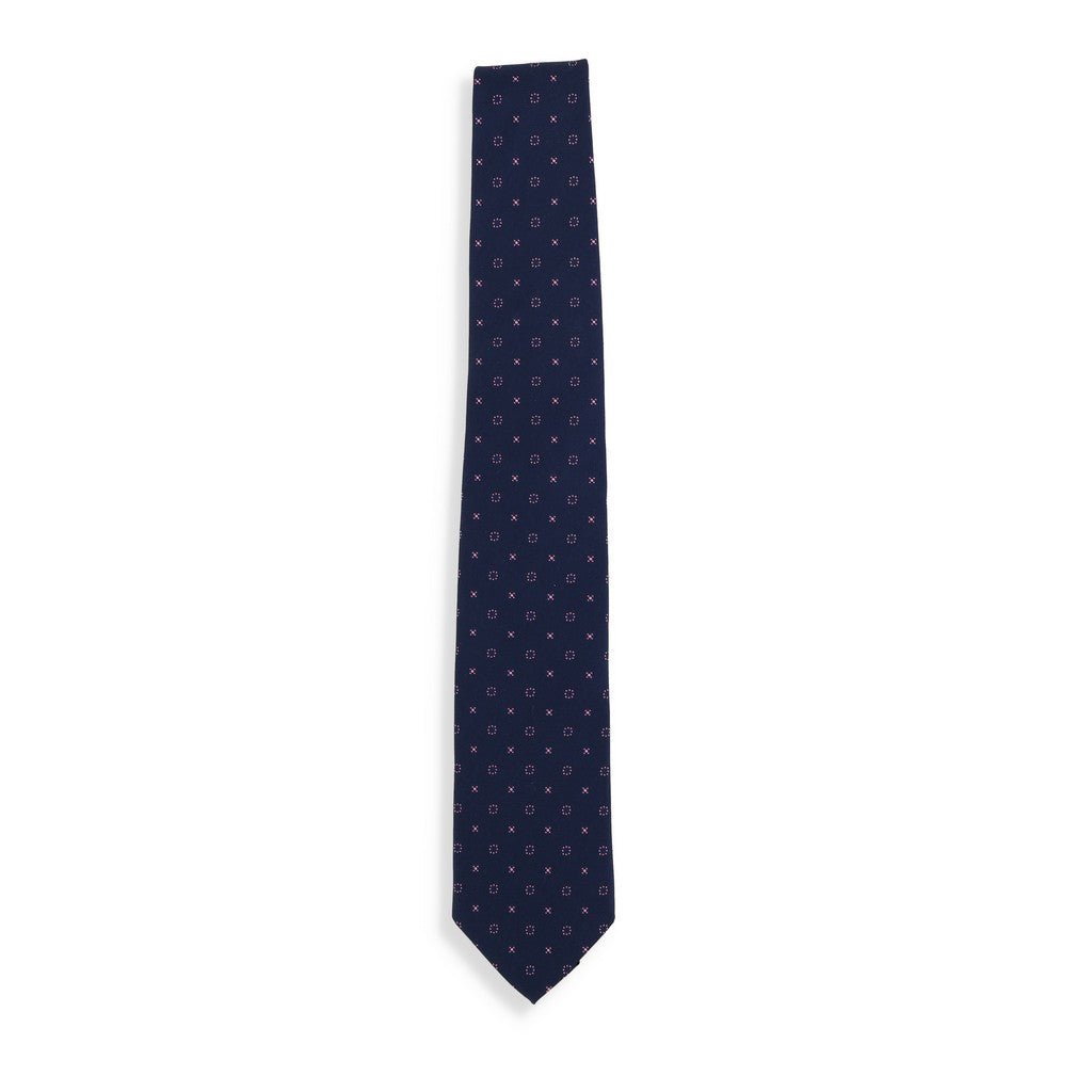 HENRY SARTORIAL X CANTINI Woven Print Tie PINK/NAVY - Henry Bucks