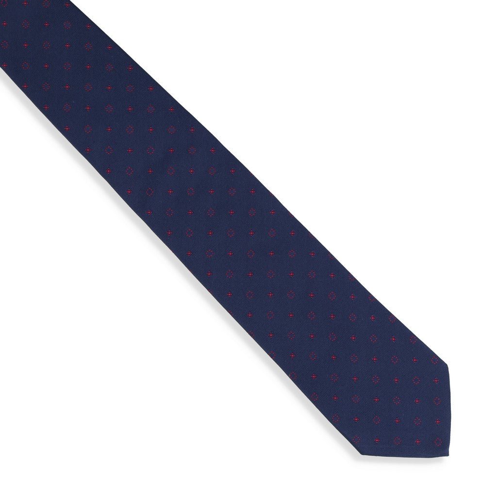 HENRY SARTORIAL X CANTINI Woven Print Tie RED/NAVY - Henry Bucks