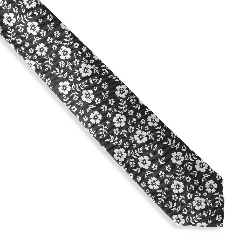 HENRY SARTORIAL X CANTINI Woven Silk Tie BLACK/WHITE - Henry Bucks