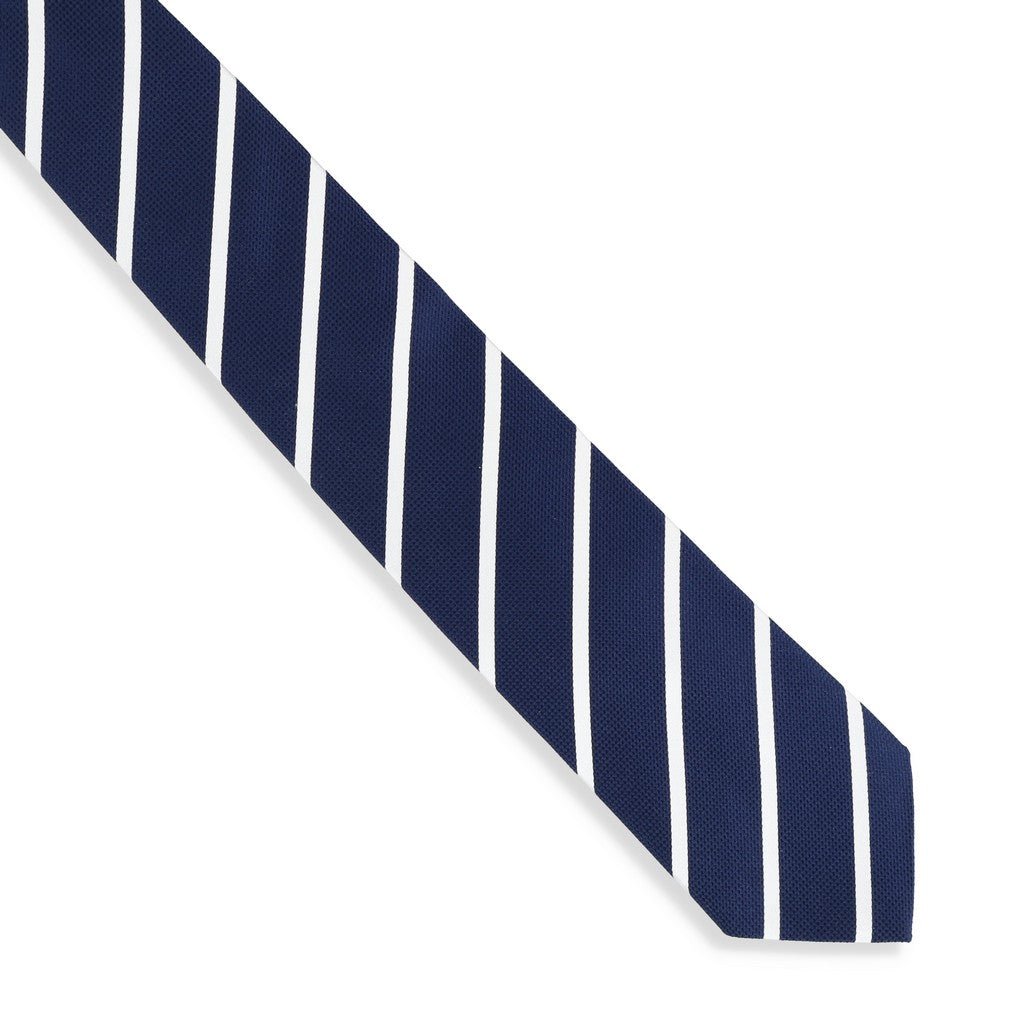 HENRY SARTORIAL X CANTINI Woven Stripe Tie WHITE - Henry Bucks