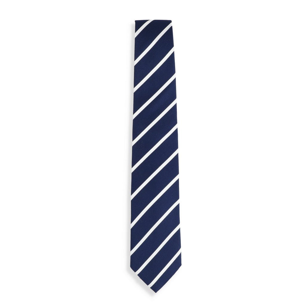 HENRY SARTORIAL X CANTINI Woven Stripe Tie WHITE - Henry Bucks