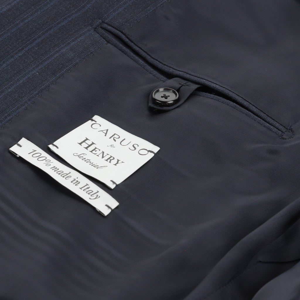 HENRY SARTORIAL X CARUSO 100% Wool Business Suit BLUE LG - Henry Bucks