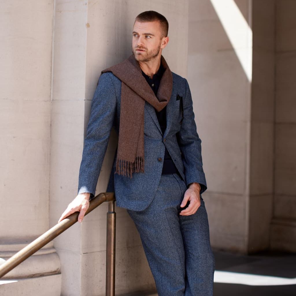 HENRY SARTORIAL X CARUSO 100% Wool Prince Of Wales Business Suit GREY - Henry Bucks