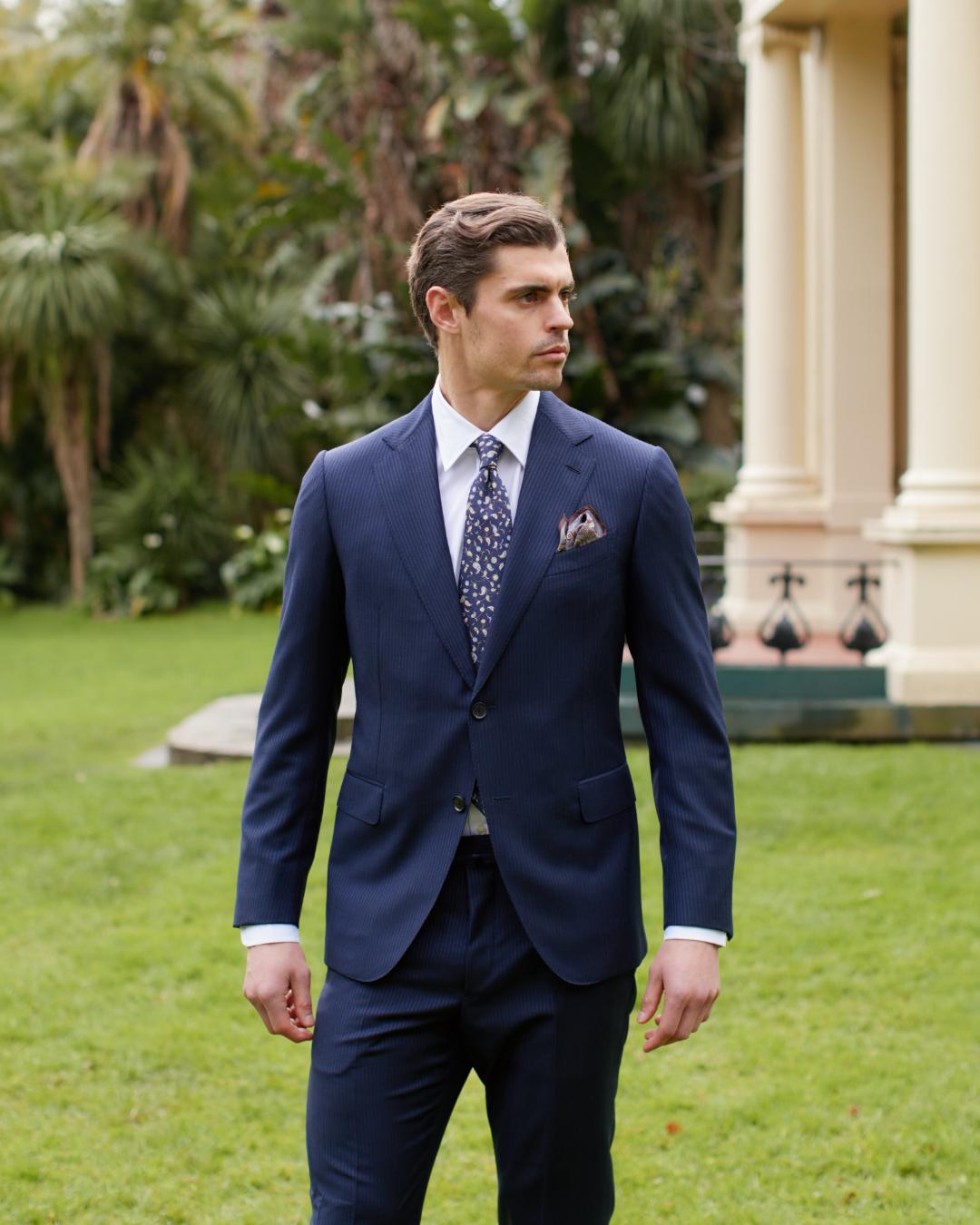 HENRY SARTORIAL x CARUSO E.Thomas Virgin Wool Suit NAVY REG - Henry Bucks