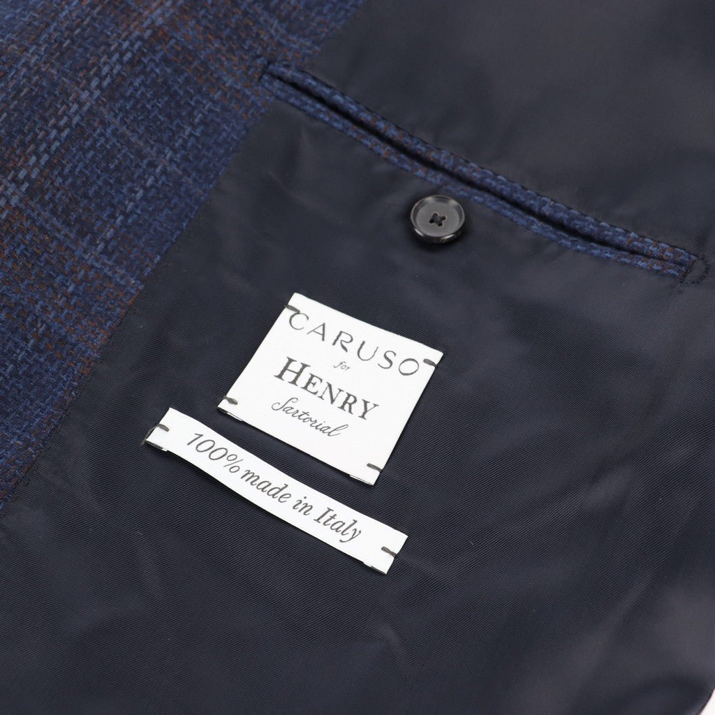 HENRY SARTORIAL x CARUSO Full Lining Check Blazer BLUE - Henry Bucks