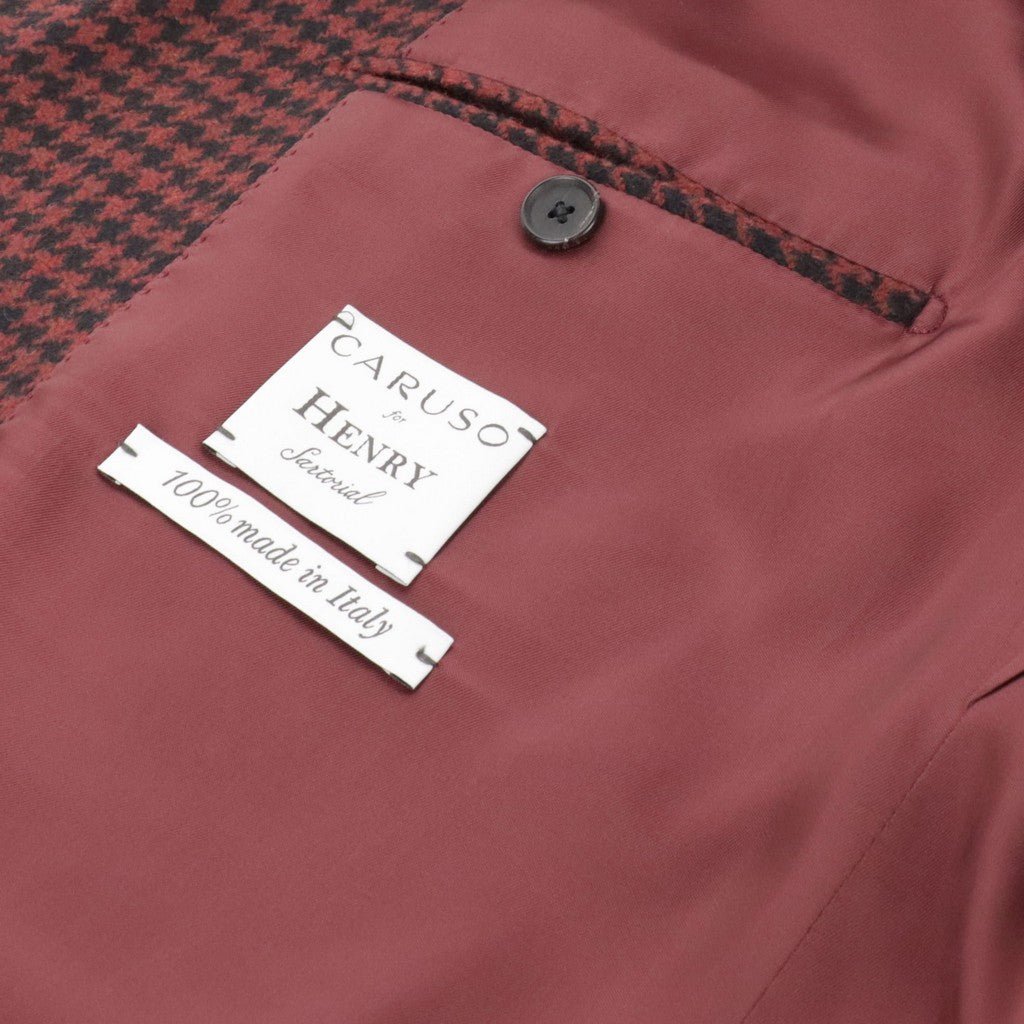 HENRY SARTORIAL x CARUSO Houndstooth Blazer WINE RED - Henry Bucks