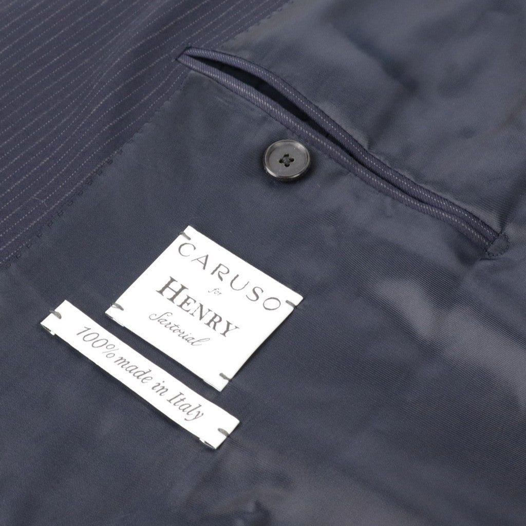 HENRY SARTORIAL x CARUSO Lana Wool Stripe Business Suit NAVY - Henry Bucks