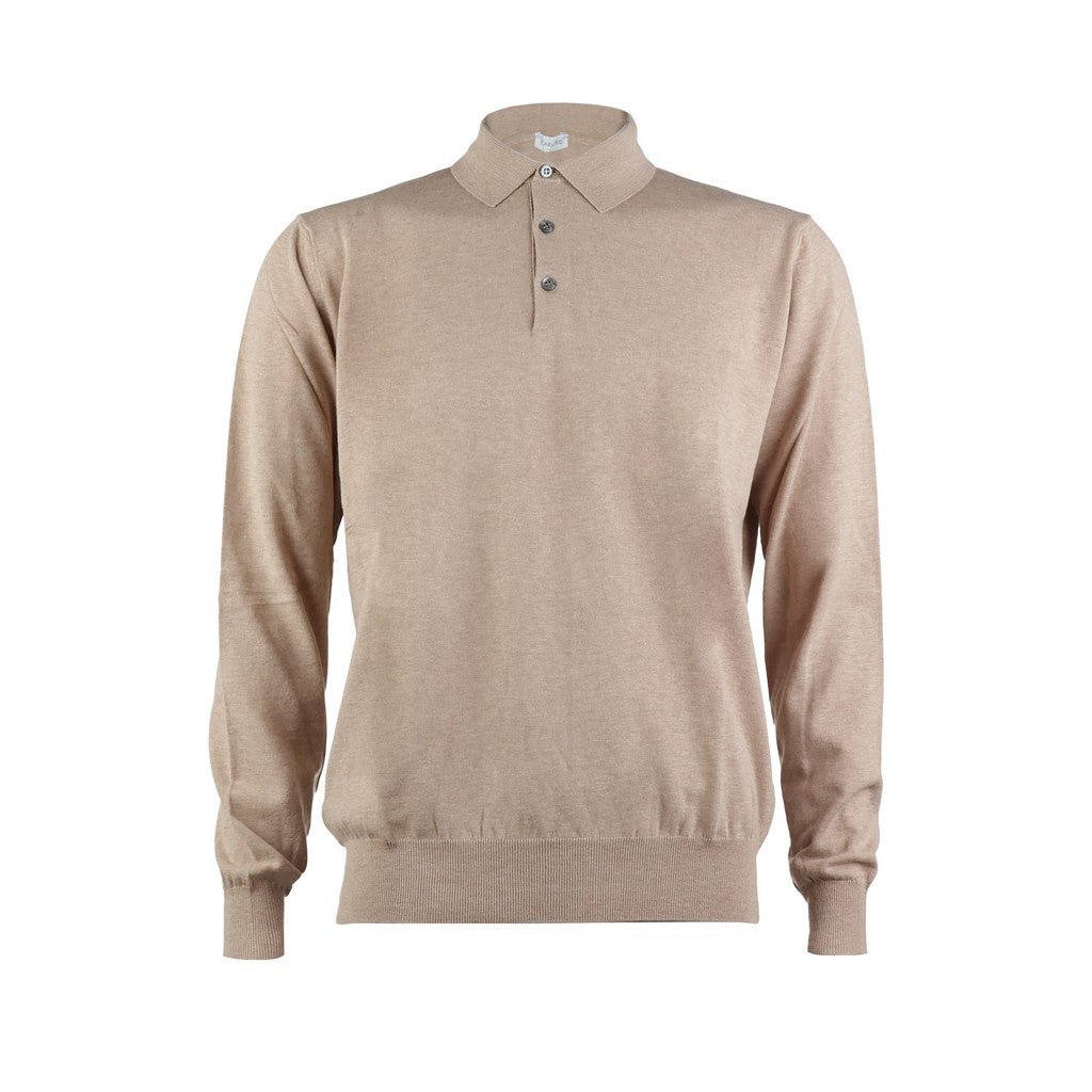 HENRY SARTORIAL X CARUSO Long Sleeve Cotton Polo BEIGE - Henry Bucks