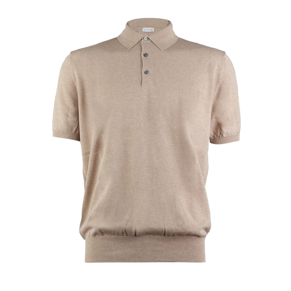 HENRY SARTORIAL X CARUSO Long Sleeve Cotton Polo BEIGE - Henry Bucks