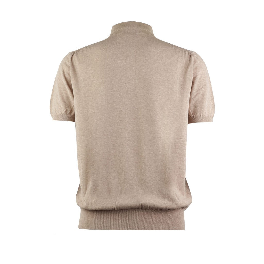 HENRY SARTORIAL X CARUSO Long Sleeve Cotton Polo BEIGE - Henry Bucks